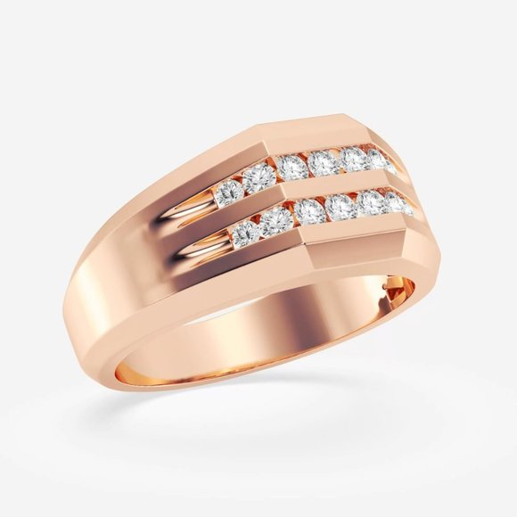 2ctw Round Lab Grown Diamond Men's Double Row Channel Set Wedding Band - Picture 6 of 6